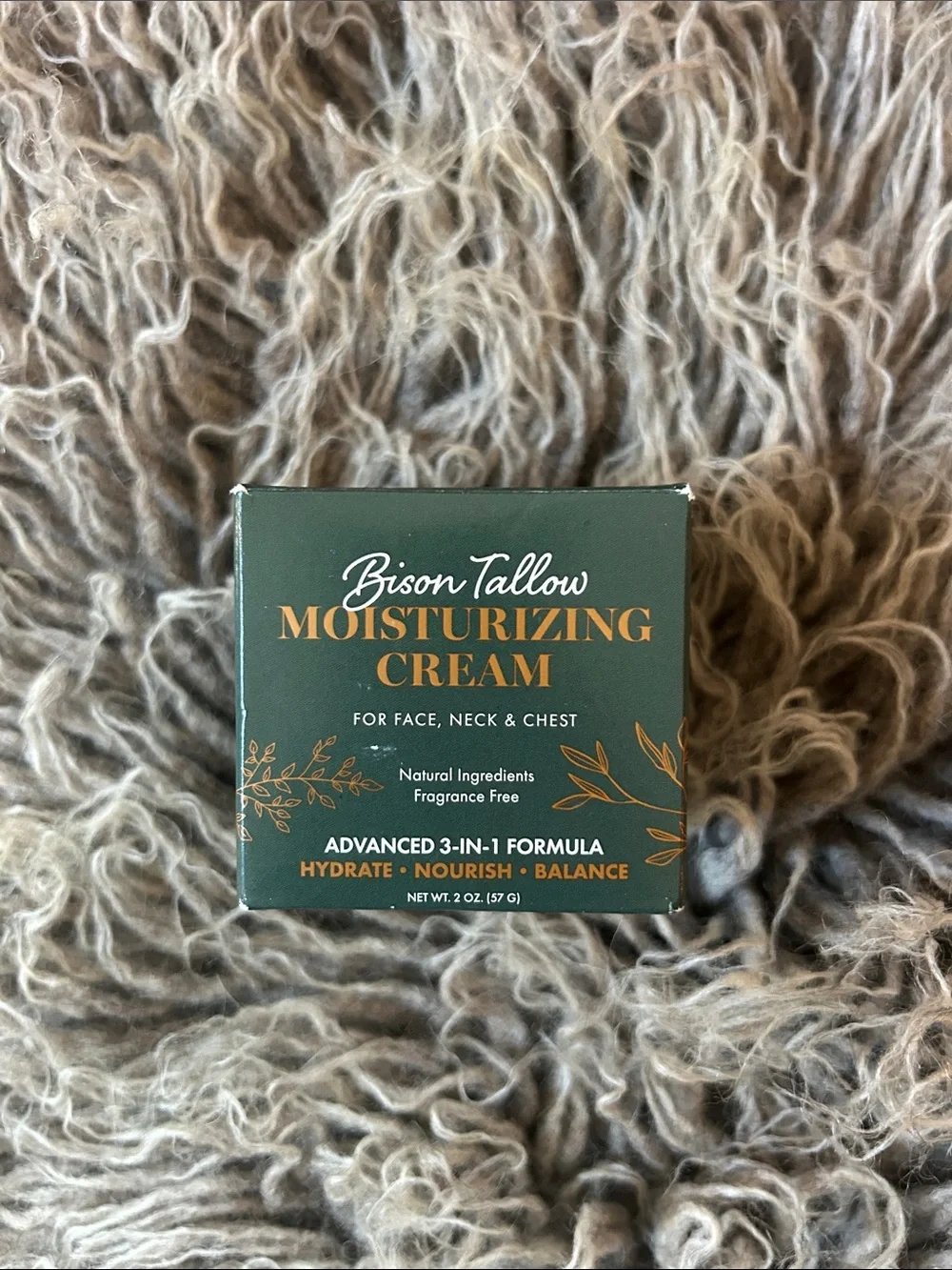 Divine Earth Bison Tallow moisturizing Cream for face, neck and chest. 2 oz.